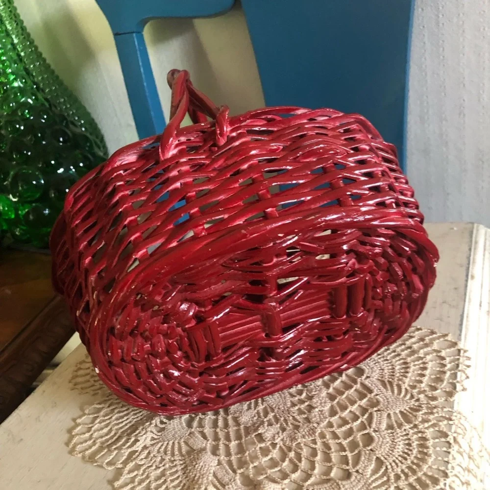 Vintage Red Lacquer Basket